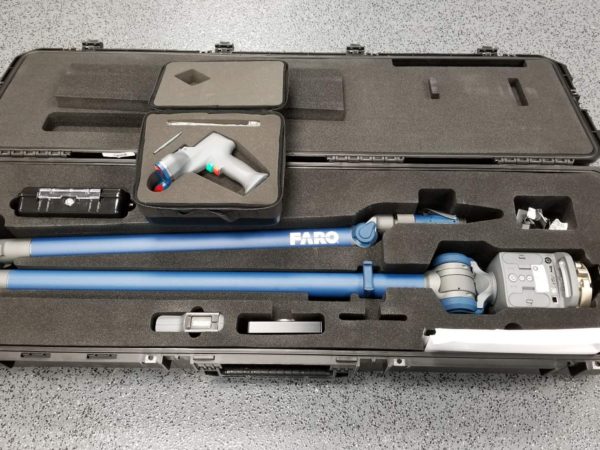 A portable Faro arm and scanner for on-site dimensional analysis
